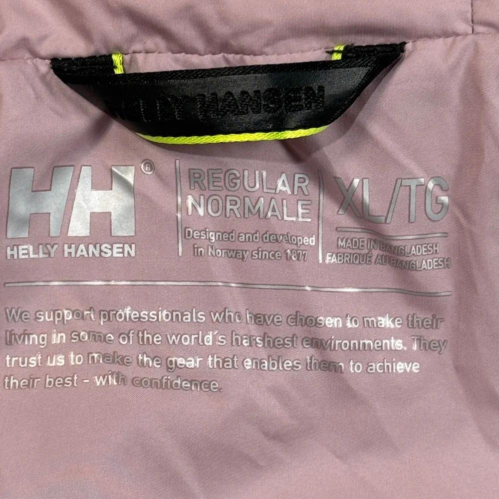 Helly Hansen Imperial Puffy Jacket Womens XL Camo Hoodie RECCO Ski Purple‎